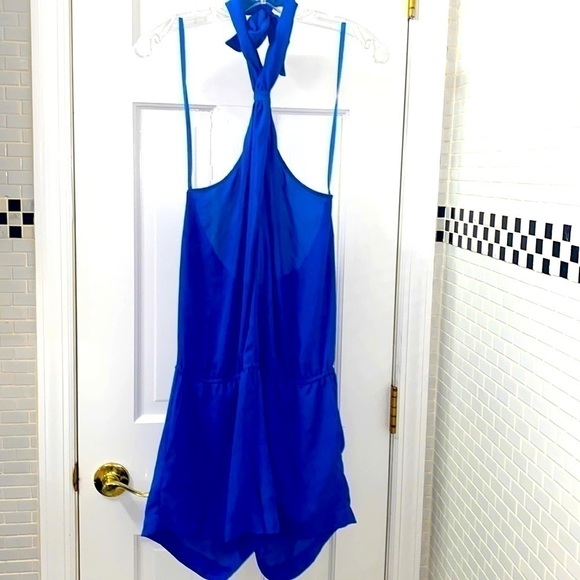 BCBGmaxazria sapphire blue halter romper/. Size Medium. - Picture 1 of 5
